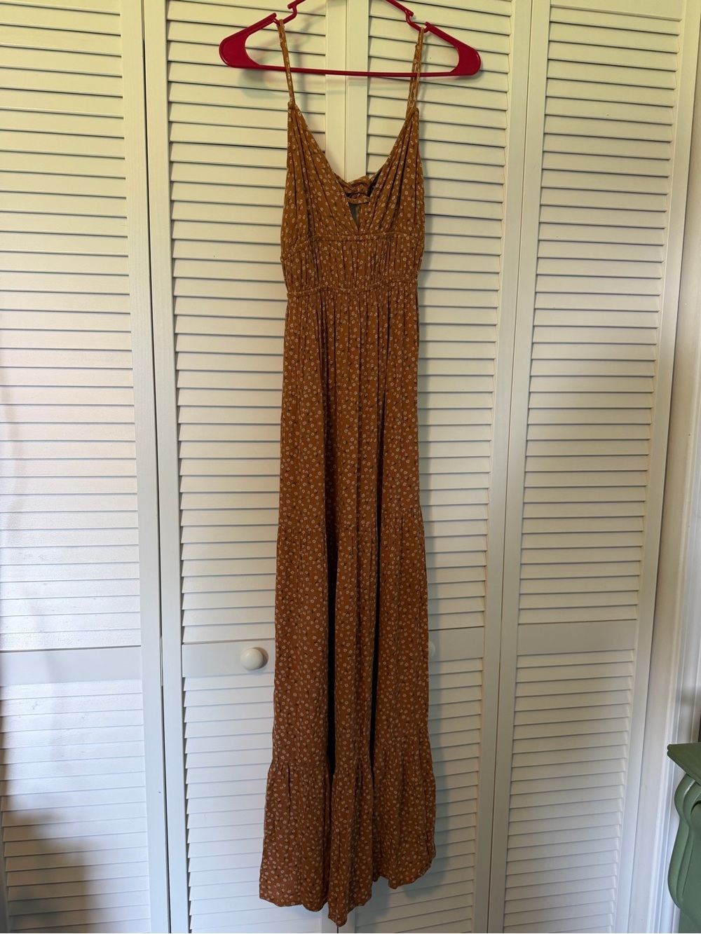 SO Rusty Orange Floral Maxi Dress with Spaghetti Straps